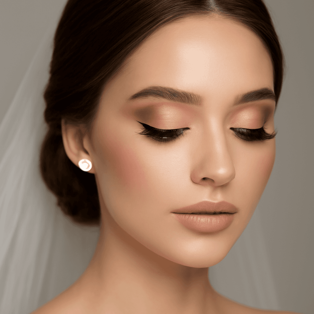 Makeup artist finishing a bridal look